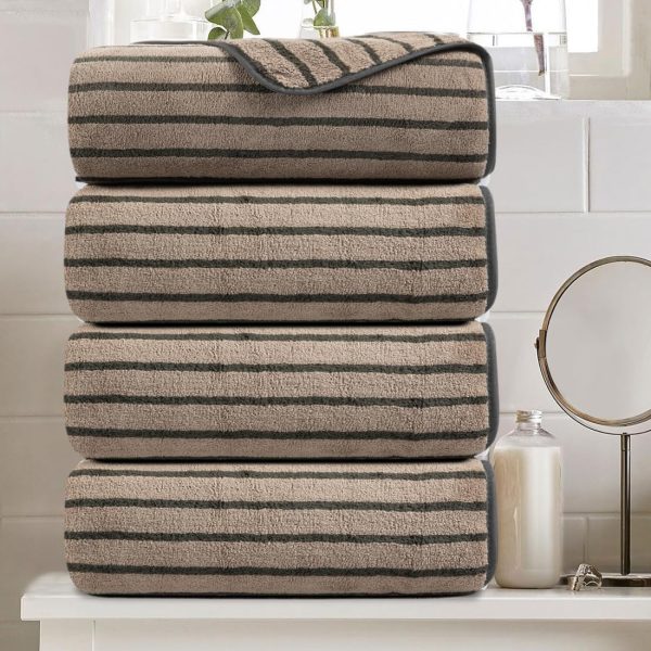 Striped Large Bath Towel: Oversized towel fabric with a soft, breathable feel and exceptional absorbency; ideal for showers, quick drying, beach chair covers, spas, gyms, and hotels.
