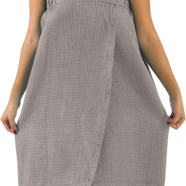 Women's Spa Wrap Women's Shower Waffle Robes with Adjustable Closure Lightweight Waffle Thigh Length Body Wraps for Beach Spa Gym Bath Pool S-XXXL
